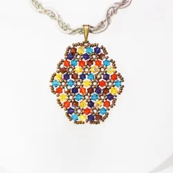 Pendant 40cm - Xochitl Oval-Khaki Braid - Pendant 40cm - Laiton bronze